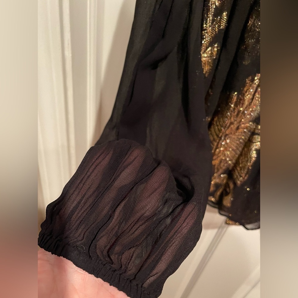 Muche et Muchette Black and Gold Floral Blouse O/S - Picture 3 of 7